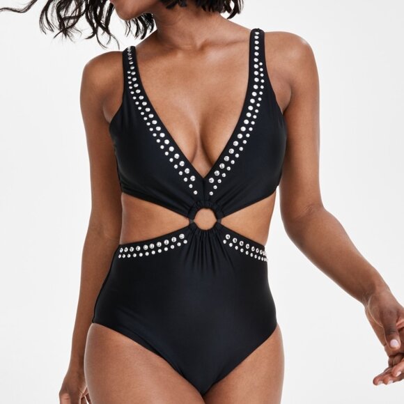Bar III Women's Tell Me About It Stud One-Piece Swimsuit - Picture 1 of 10